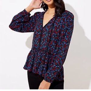 LOFT long sleeve peplum prairie blouse